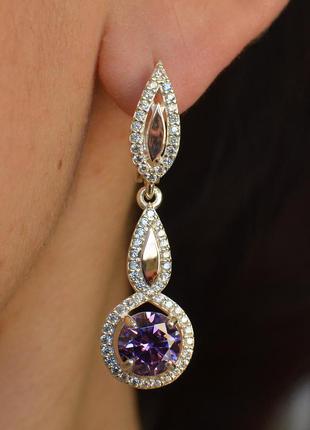 Роскошные серебряные серьги с камнями