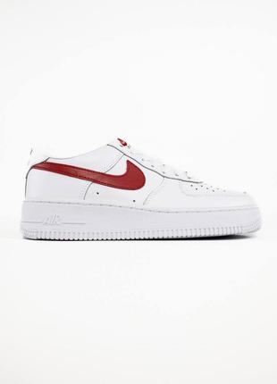 Жіночі шкіряні кросівки nike air force 1 white “red swoosh”6 фото