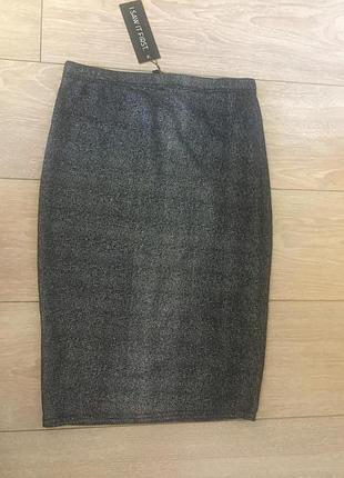 Юбка миди серая серебристая серебренная xs-s-m