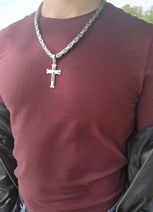Мужская цепочка с крестиком steel rage silver