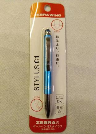 Шариковая ручка стилус zebra wing stylus c1 ballpoint pen - 0.7 mm - light blue