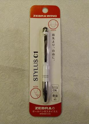 Шариковая ручка стилус zebra wing stylus c1 ballpoint pen - 0.7 mm - white1 фото