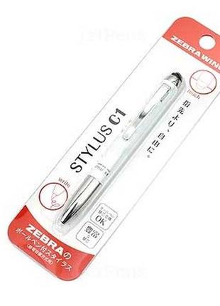 Шариковая ручка стилус zebra wing stylus c1 ballpoint pen - 0.7 mm - white8 фото