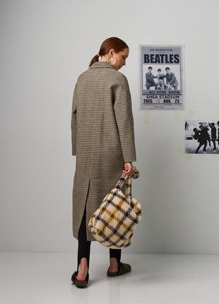 Довге красиве жіноче пальто з кишенями і відкладним коміром в принт xs, s, m4 фото