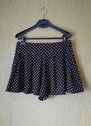Чорно-біла ☯️спідниця -шорти ♠️ в горошок 🍎 ретро стиль