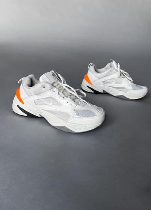 Жіночі шкіряні кросівки nike m2k grey/orange