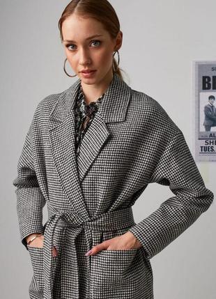 Красивое женское демисезонное пальто принта лапка в черно-белом цвете xs, s, m3 фото