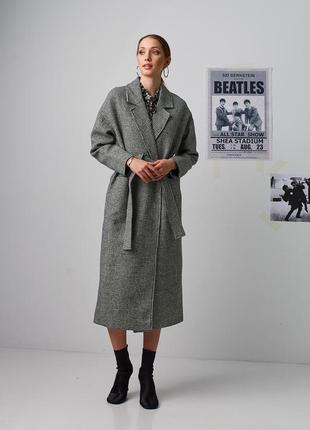 Красивое женское демисезонное пальто принта лапка в черно-белом цвете xs, s, m5 фото
