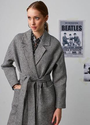 Красивое женское демисезонное пальто принта лапка в черно-белом цвете xs, s, m6 фото
