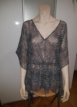 Легка блуза можна на пляж на купальник від e-vie принт зебра
