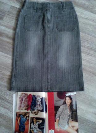 Красивая джинсовая, стрейчивая юбка в рубчик  8  bay