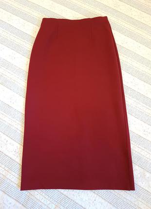 Шикарная юбка-миди цвет марсала 40 размер (м)