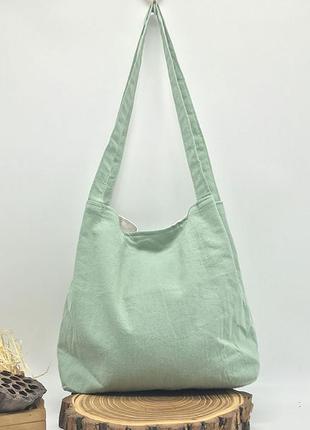 Летняя текстильная сумка. светло-зеленый2 фото