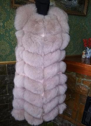 Натуральная меховая жилетка песец соты 42-44 пудра