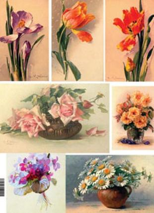 Декупажна карта квіти (ев-д017)