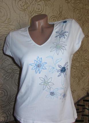 Футболка белая с вышивкой р 48-50
