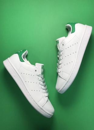 Женские кроссовки adidas stan smith white green (белый)