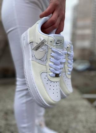 Air force 1 low white/sail/grey(рефлектив) жіночі кросівки найк аір форс білі4 фото