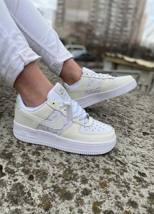 Air force 1 low white/sail/grey(рефлектив) женские кроссовки найк аир форс белые8 фото