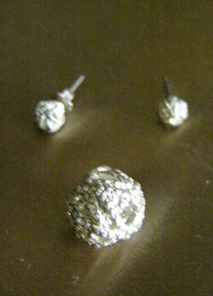 Набор сережки-гвоздики  + подвеска серебряные шарики