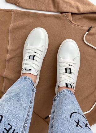 Белые кожаные кеды кроссовки6 фото
