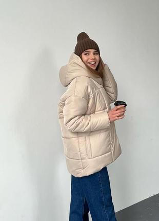 Зимовий пуховик, куртка-ковдра з об'ємним капюшоном5 фото