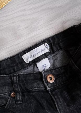 Графитовые стрейчевые винтажные джинсовые шорты на высокой посадке3 фото