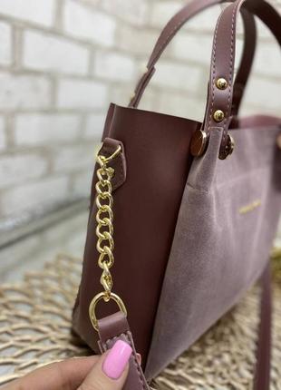 Темна пудра - шикарна стильна сумка з дорогого турецького матеріалу - натуральний за4 фото