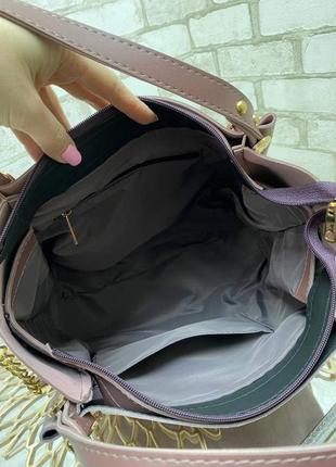 Темна пудра - шикарна стильна сумка з дорогого турецького матеріалу - натуральний за6 фото