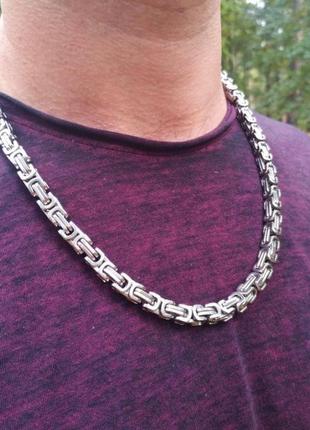 Чоловіча брутальна ланцюжок на шию сріблястого кольору