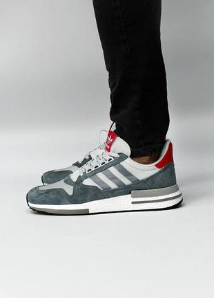 Серые мужские кроссовки adidas zx 500 rm grey4 фото