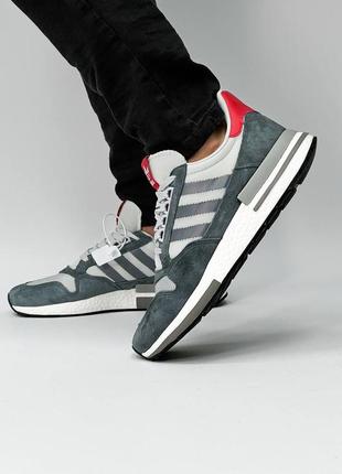 Серые мужские кроссовки adidas zx 500 rm grey6 фото