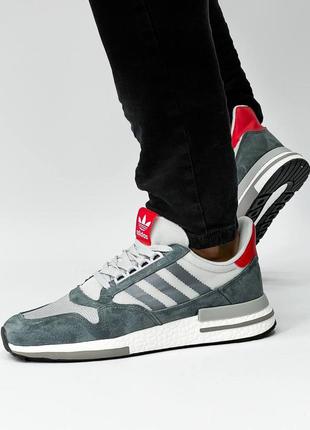 Серые мужские кроссовки adidas zx 500 rm grey7 фото