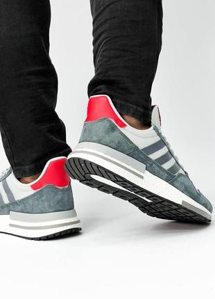 Серые мужские кроссовки adidas zx 500 rm grey5 фото