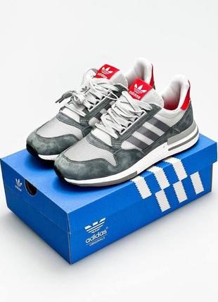 Серые мужские кроссовки adidas zx 500 rm grey9 фото