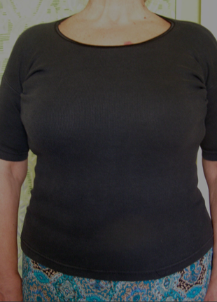 Черная женская футболка рубчи батал 50-52 размера сток