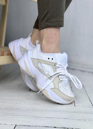 Nike m2k tekno summit white biege жіночі шкіряні низькі кросівки найк техно білі8 фото
