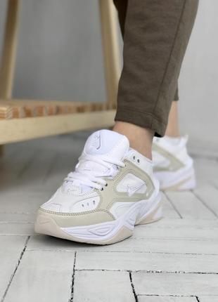 Nike m2k tekno summit white biege жіночі шкіряні низькі кросівки найк техно білі7 фото