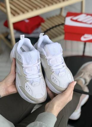 Nike m2k tekno summit white biege жіночі шкіряні низькі кросівки найк техно білі3 фото