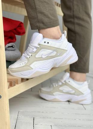 Nike m2k tekno summit white biege жіночі шкіряні низькі кросівки найк техно білі9 фото