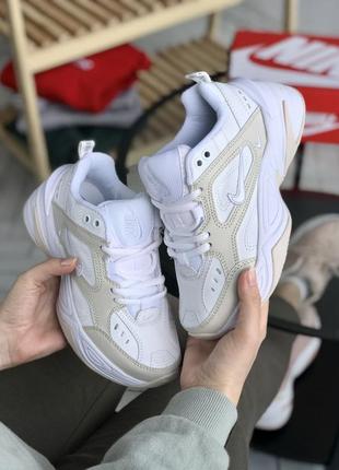 Nike m2k tekno summit white biege жіночі шкіряні низькі кросівки найк техно білі6 фото