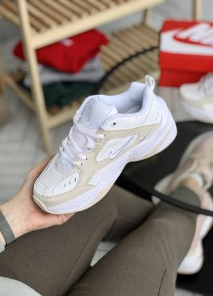 Nike m2k tekno summit white biege жіночі шкіряні низькі кросівки найк техно білі2 фото