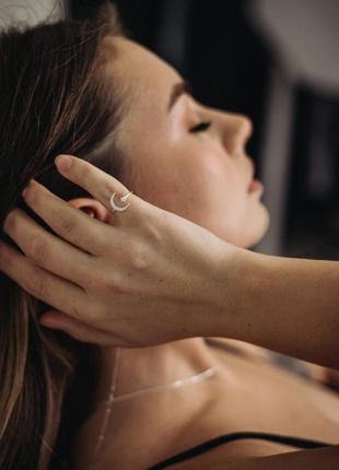 Кольцо серебряное звезда+месяц с камнями, колечко регулируемый размер 15-17,5, серебро 925 пробы