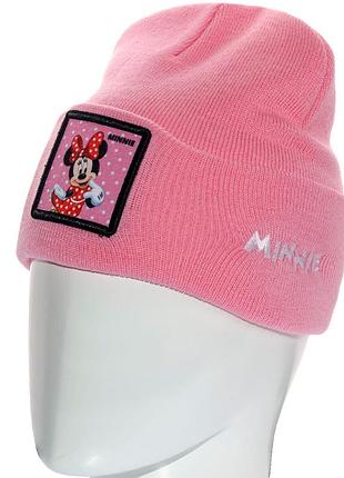 Шапка з шевроном лопата подвійна зимова без підкладки універсальна minnie l21036 червоний