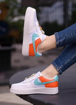 Кроссовки женские nike air force 1 low se white/orange найк4 фото