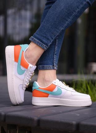 Кроссовки женские nike air force 1 low se white/orange найк