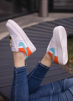 Кроссовки женские nike air force 1 low se white/orange найк7 фото