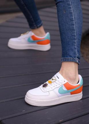 Кроссовки женские nike air force 1 low se white/orange найк3 фото