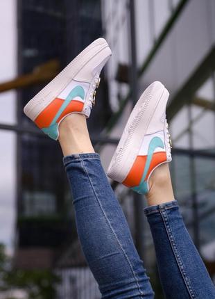 Кроссовки женские nike air force 1 low se white/orange найк8 фото