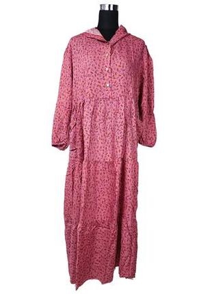 Сукня довга з капюшоном вільного крою р. 52-56 рожева (c4198)2 фото